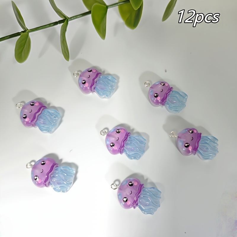 TEMU 12 ciondoli di gioielleria a in resina a forma di piccolo polpo , utilizzabili come collane, braccialetti, fermagli per capelli, accessori per