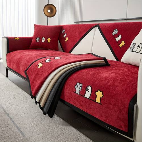 customer favorites cat embroidered sofa cover pet friendly non slip sofa cover for living room bedroom office decoration machine washable furniture cover