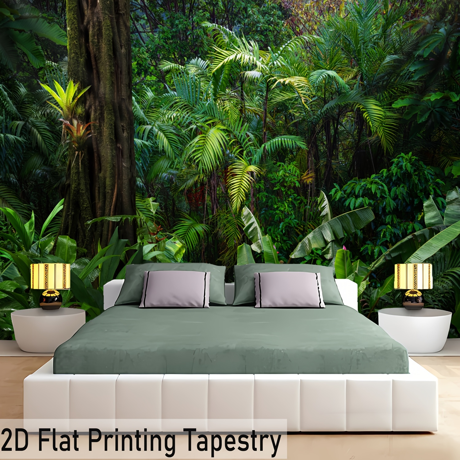 TEMU Plat 2D, [Impression Plate 2D] 1 pièce - Très Grande Taille - Tapisserie Géante Forêt Humide Impression Numérique HD - Polyester - Décoration