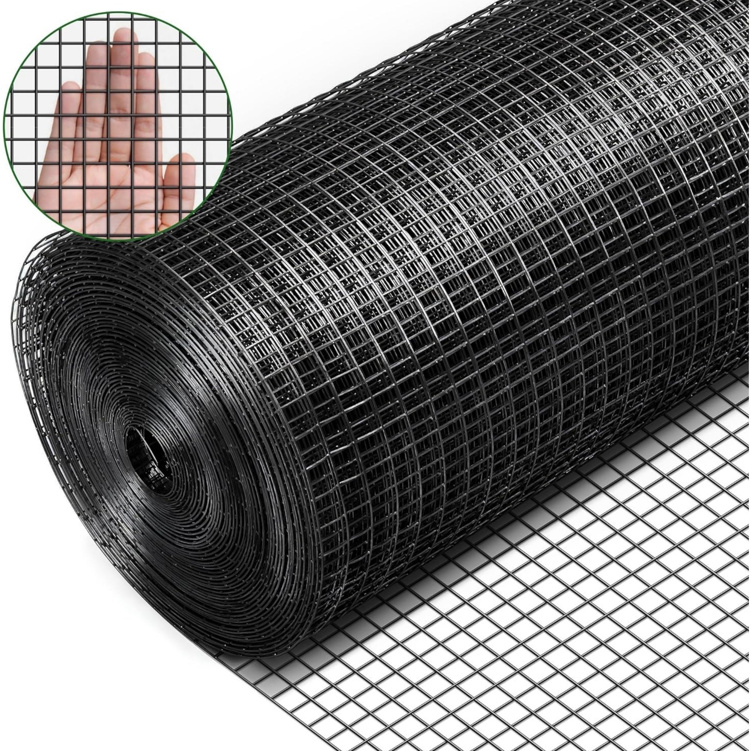 

48in X 50ft Black Hardware Cloth 1/2 Inch 19 Gauge, Vinyl Coated And Galvanized Alloy Steel Wire Mesh Rolls, Chicken Wire Fencing For Poultry Netting Fencing Wire Fence
