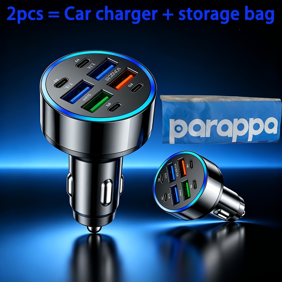 TEMU 2-pack Car Charger: Qc3.0 Fast Charging, Usb Car Charger, Supports Pd And Usb Dual Output, Led Indicator, Portable And Compact Phone Charging