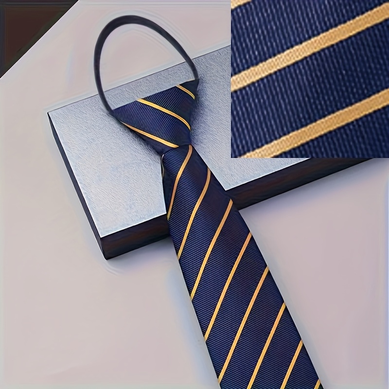 Set of 6 Men's Pre-Tied Zipper Neckties in Black, Navy, Burgundy, and Stylish Colors for Formal Occasions