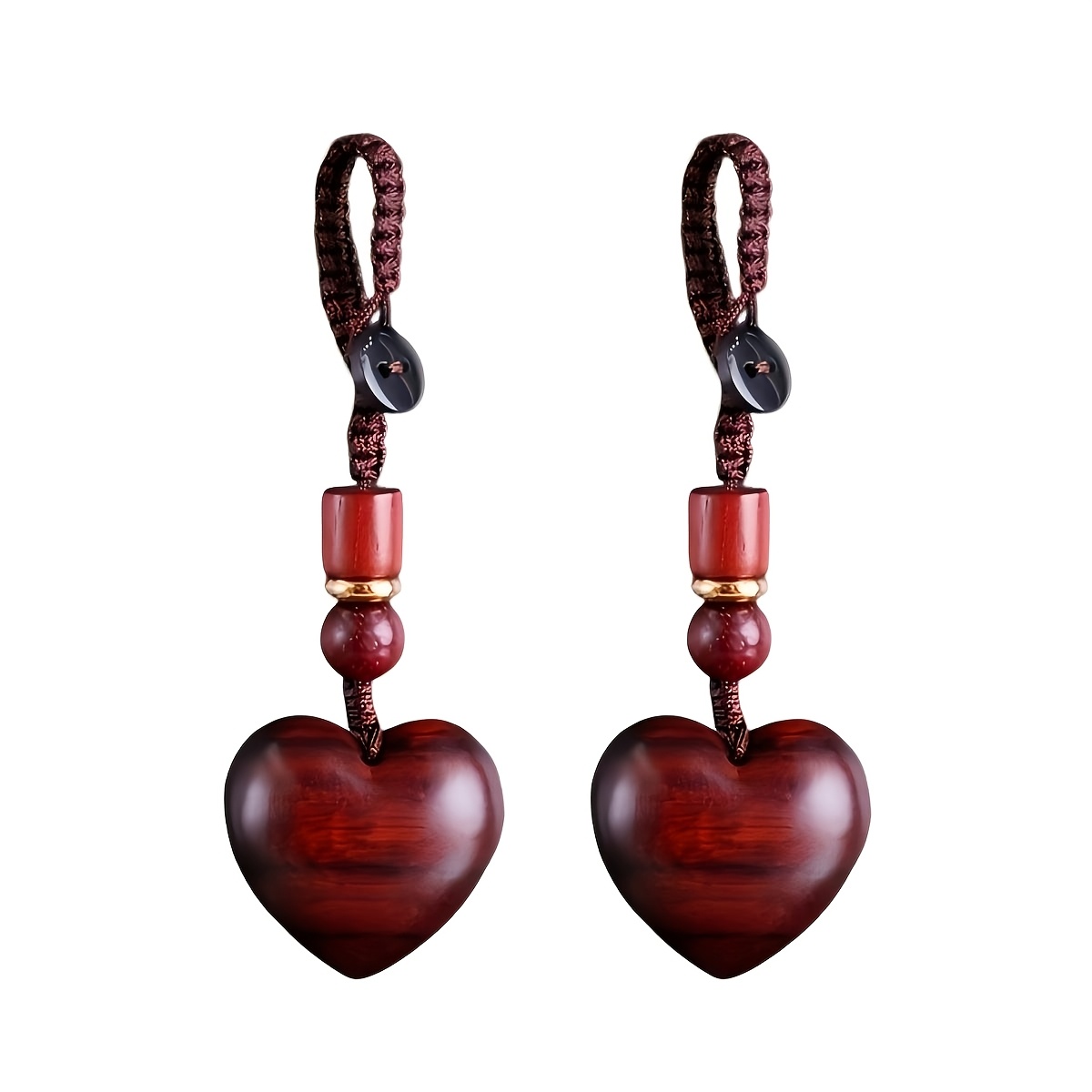 TEMU 2 Ornements de cœur en bois fabriqués à - Convient pour Noël, la Saint-Valentin, la décoration de et de la voiture - Cadeau d'anniversaire