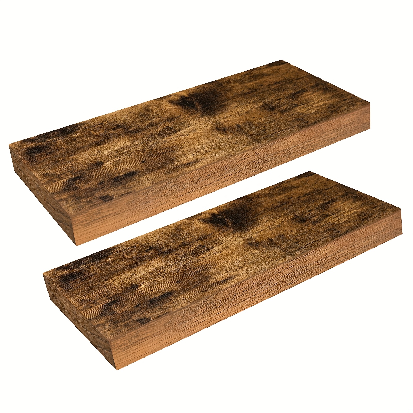 A Set Of 2 Hanging Shelves With Invisible Brackets, Floating Shelves, Suitable For Bathroom, Bedroom, Toilet, Kitchen, Living Room, Office Wall Shelves, In Country Brown Color