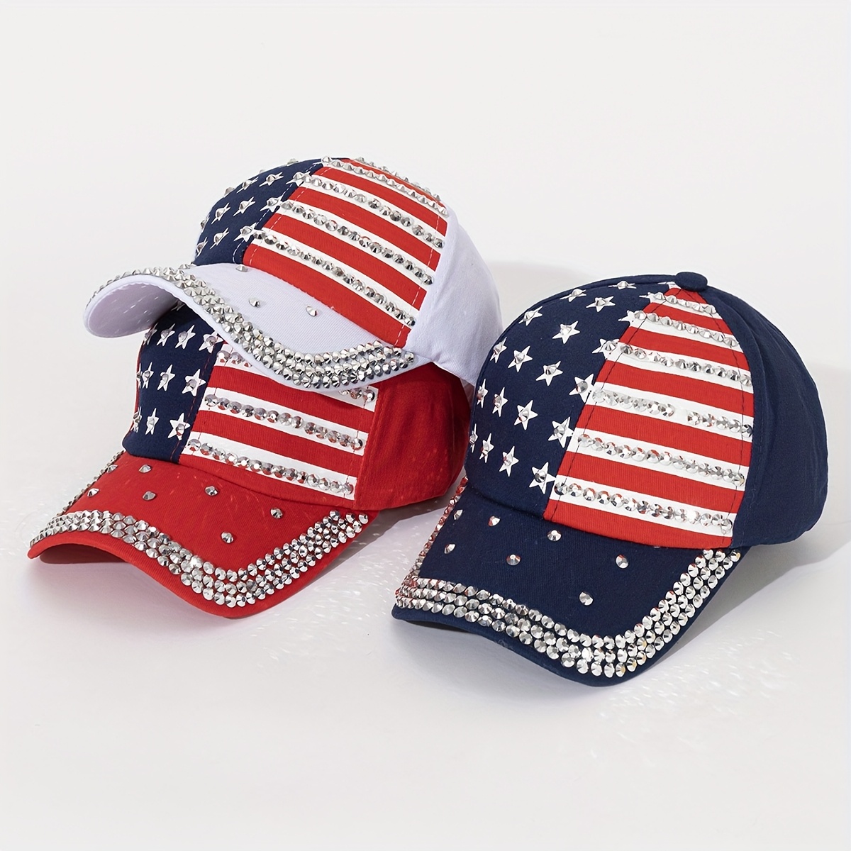 1pc   american flag baseball cap with   embellishments handcrafted   commuter hat for   everyday wear white with   and red stripes polyester fabric   american   durable headgear baseball cap