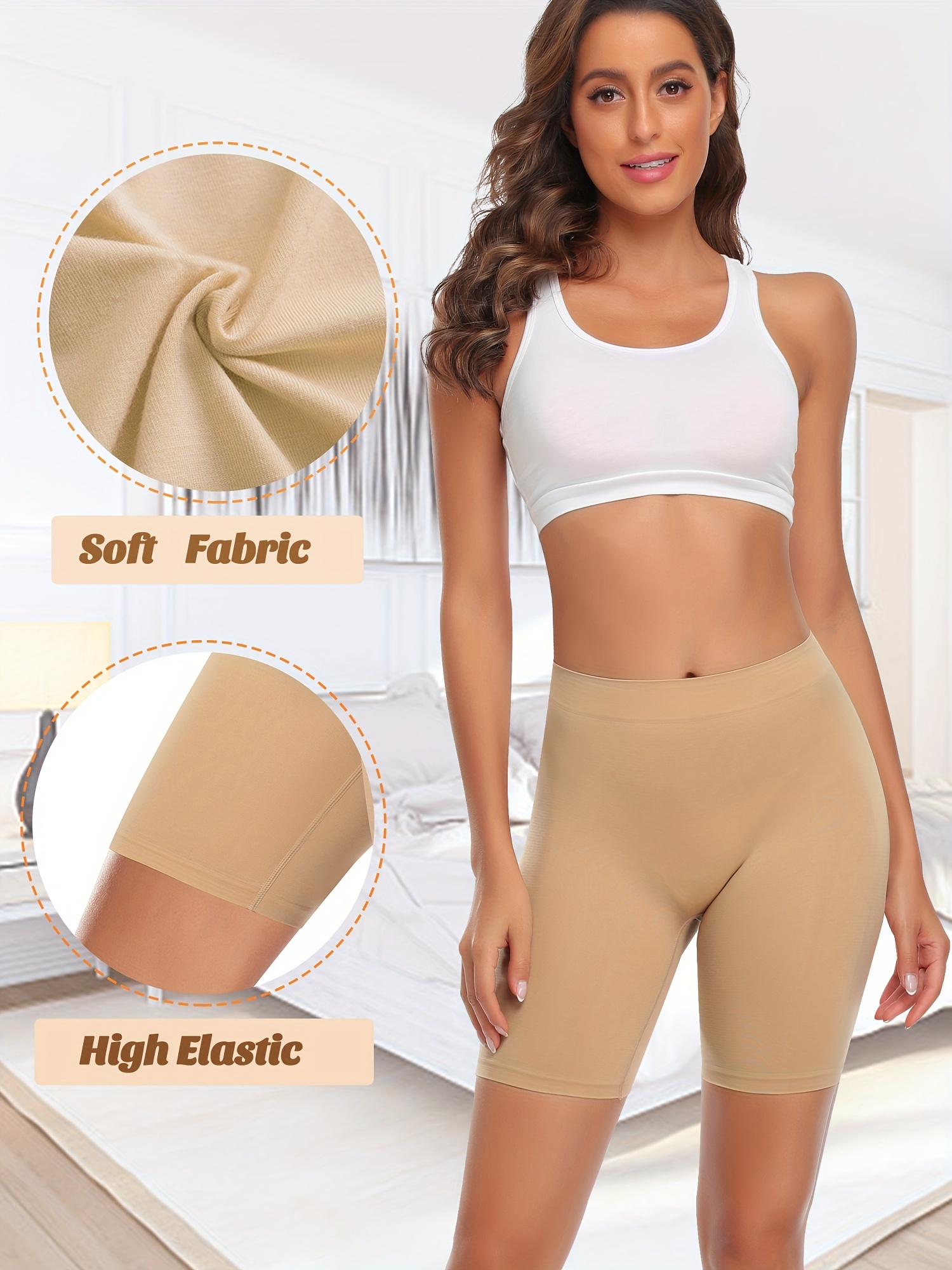 beige shorts for under dress WOWENY Anti Chafing Slip Shorts for Under Dresses Seamless Underwear for  Women Thigh Bands Boy Shorts(Beige, XS) at Amazon Women's Clothing store
