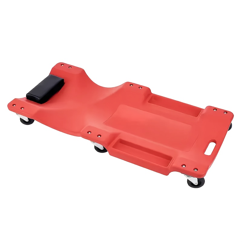 TEMU Automotive Maintenance Machinery Plastic Crawler 40 Inches - Ergonomic Hdpe Body Manufactured Using Blow Molding , With Soft Cushion Headrest - Red