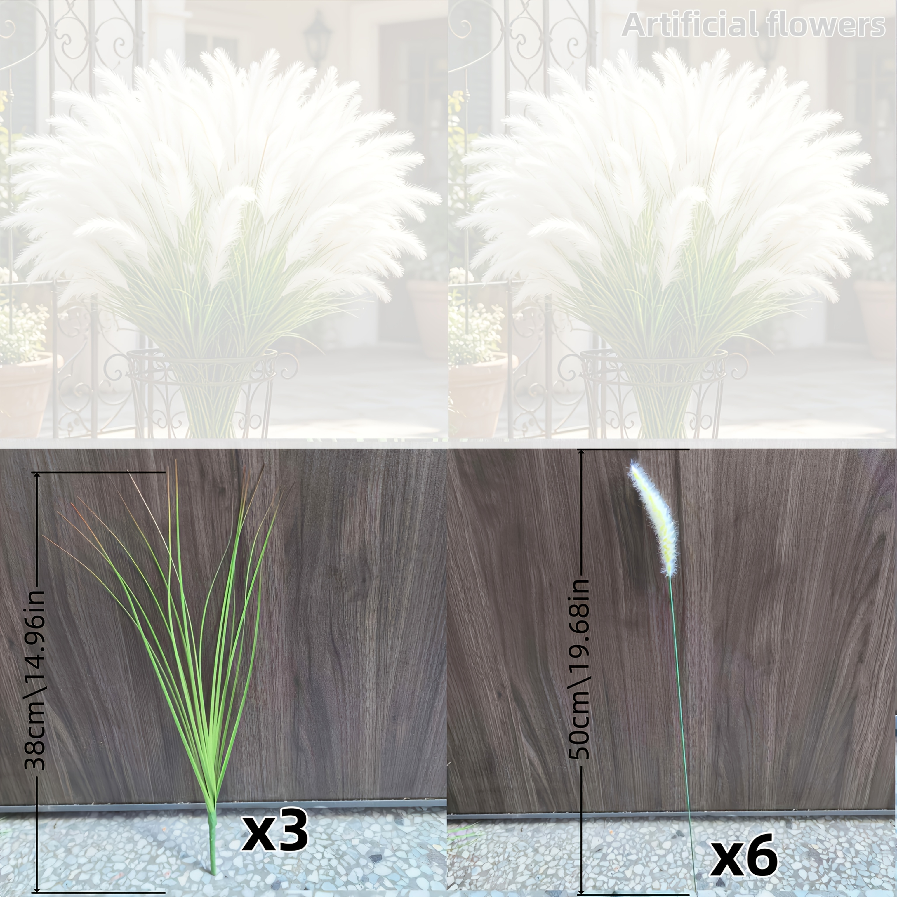 TEMU 9 pezzi delle Pampas Soffice Senza Manutenzione, Fiori Decorativi da Esterno Resistenti , Decorazione per Giardino Posteriore, Decorazione per