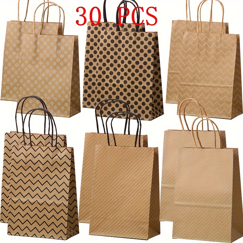 Image of 30pcs Small Paper Bags With Handles Bulk, Paper Gift Bags For Birthday Party Favors Grocery Retail Business