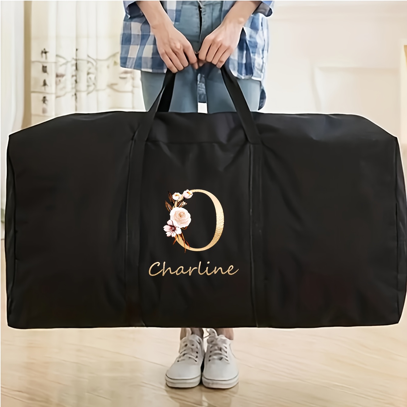 TEMU Customizable Handbags, Storage Bags, Portable Moving Bags, Personalized Letter Luggage Bags, Suitable For Moving, New Year Travel And Student