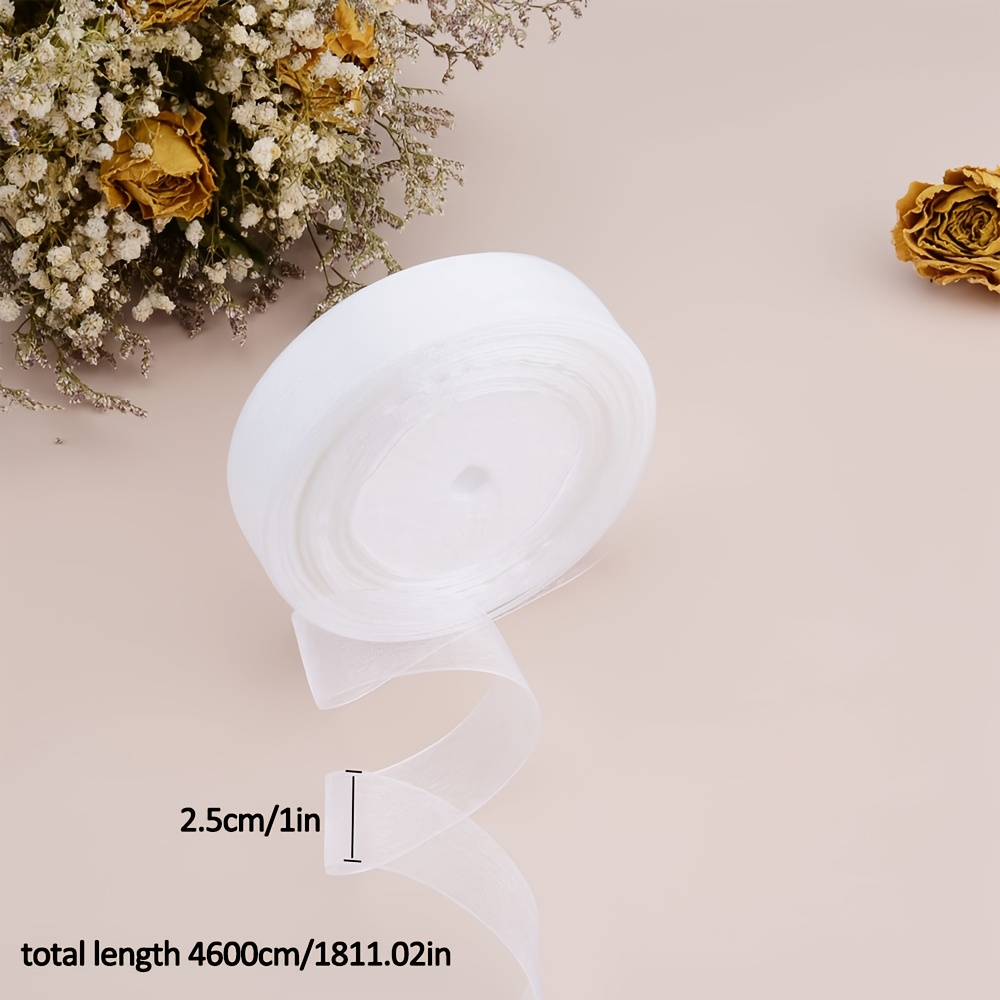 TEMU Ruban en tulle organza blanc 1 pouce x 50 , convient pour de cadeaux, disponible en rouleaux de 50 , pour de cadeaux et les décorations de fête