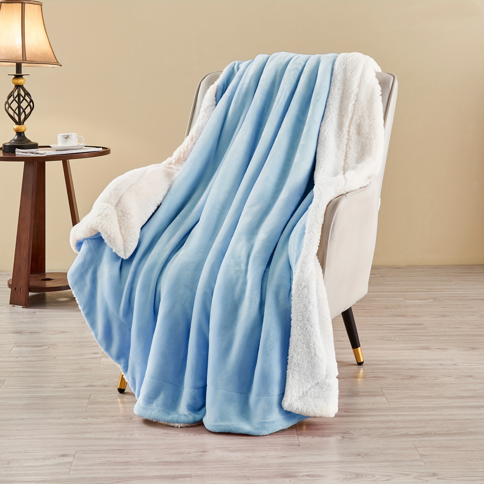 TEMU Luxury Teddy Fleece Blanket - Super Soft Fleece Plush Reversible, Thick And Warm Blanket For Winter Bed, Sofa, Travel, Couch Throw Blankets,