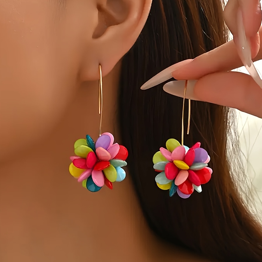 E-shop Ein Paar elegante und süße Bohemian-Style Acryl-Blumenohrringe für Damen, für Festivals, Geburtstage, Dates, Abschlussbälle, Partys, Urlaub,