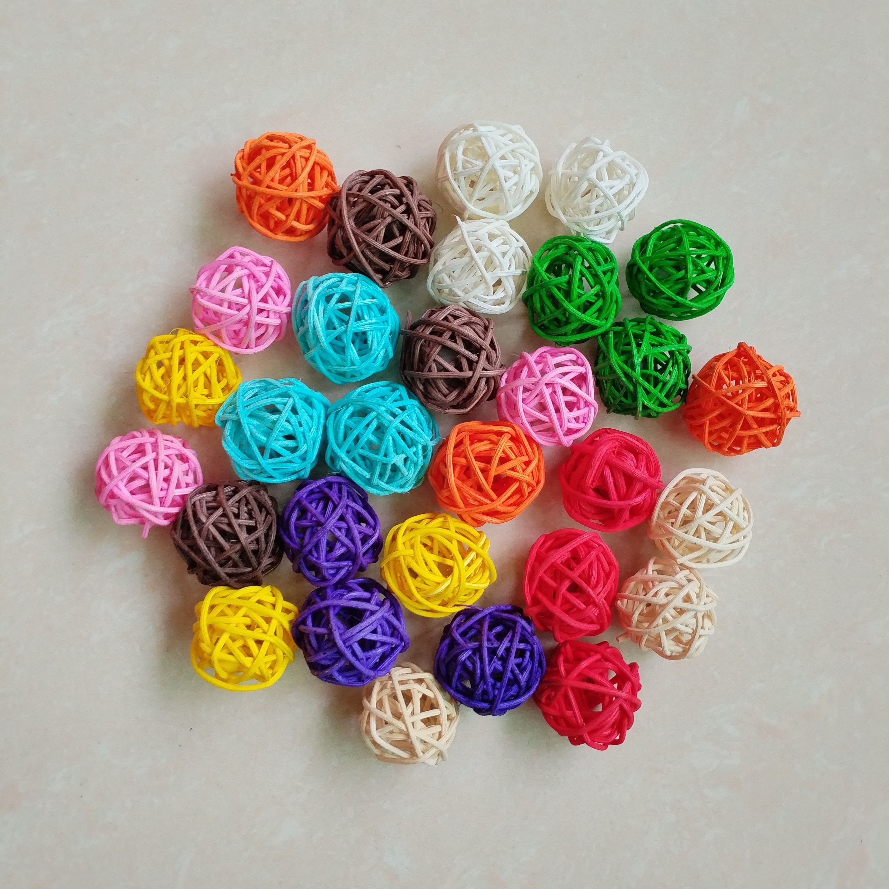 Image of 10 Colors, 30pcs 1.2 Inch Small Rattan Balls Colorful Decorative Ball For Home, Window, , And Room Decoration - Photo Prop, And Decoration For Christmas And Special Occasions