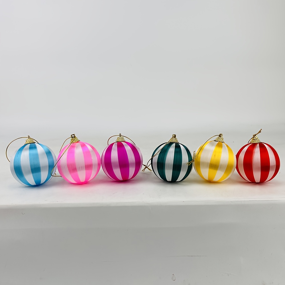 TEMU 6 pezzi di decorazioni natalizie a forma di sfera, 5.5CM di diametro, filo , ciondoli decorativi per albero di Natale, decorazioni per albero di