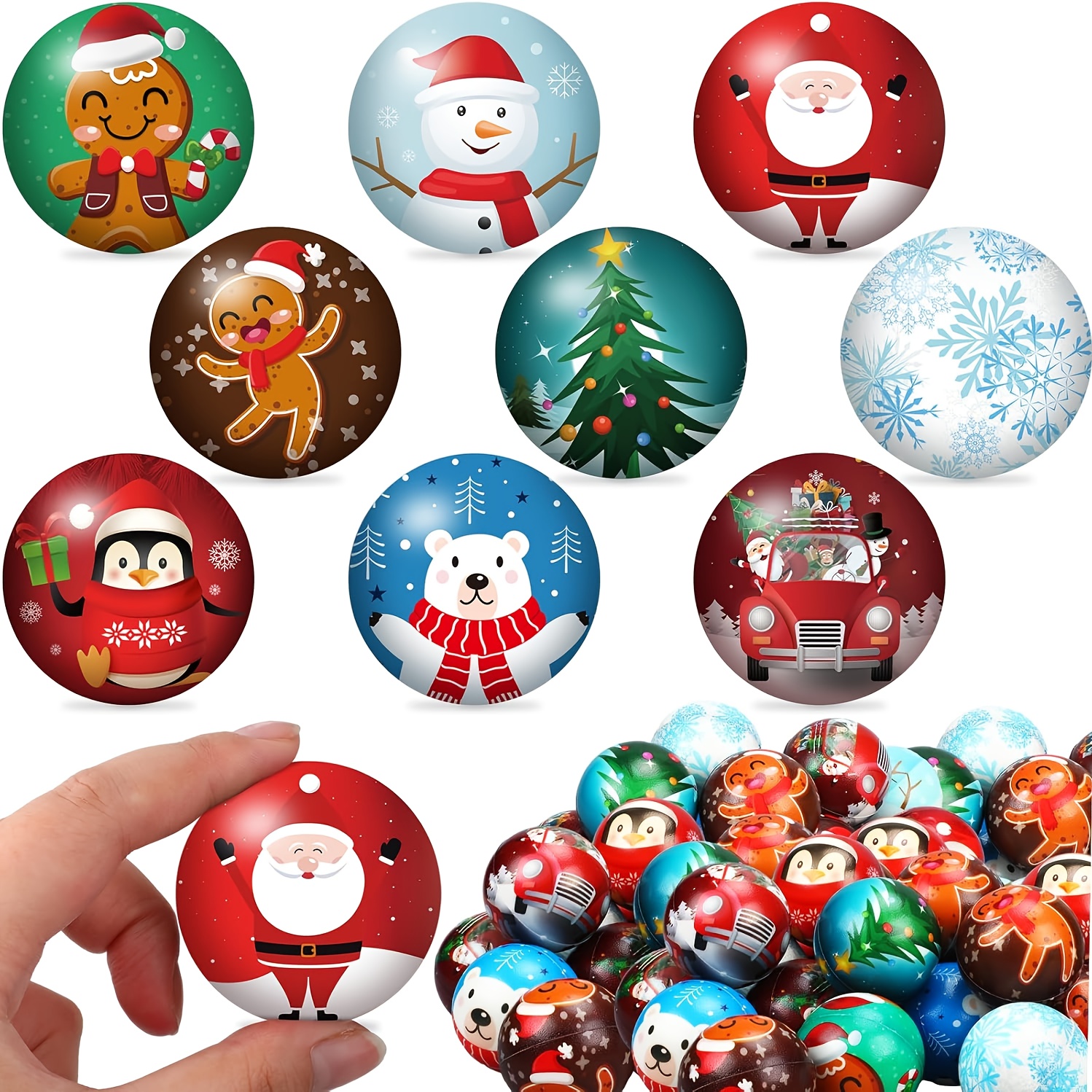 12-pack Cartoon Christmas Theme Sponge Balls, Creative Fun Soft Squeeze Balls, Christmas Gifts