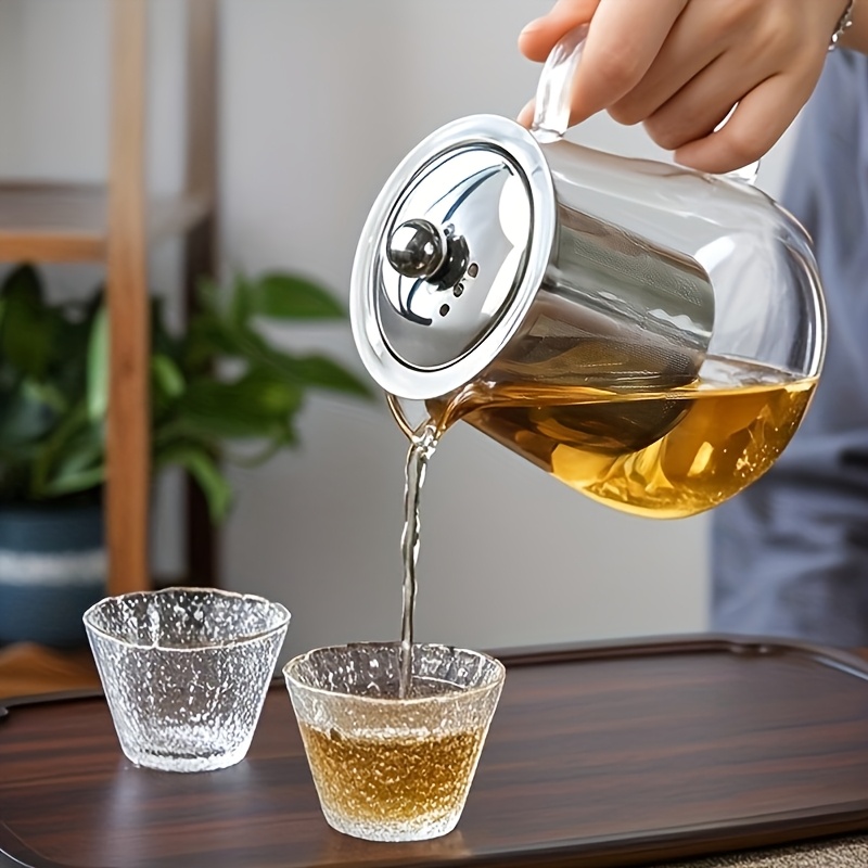 1 tetera de vidrio para bubble tea, separador de té y agua, taza de té resistente a altas temperaturas, juego de té engrosado, uso doméstico, hervidor de agua, tetera individual para preparar té, capacidad seleccionable