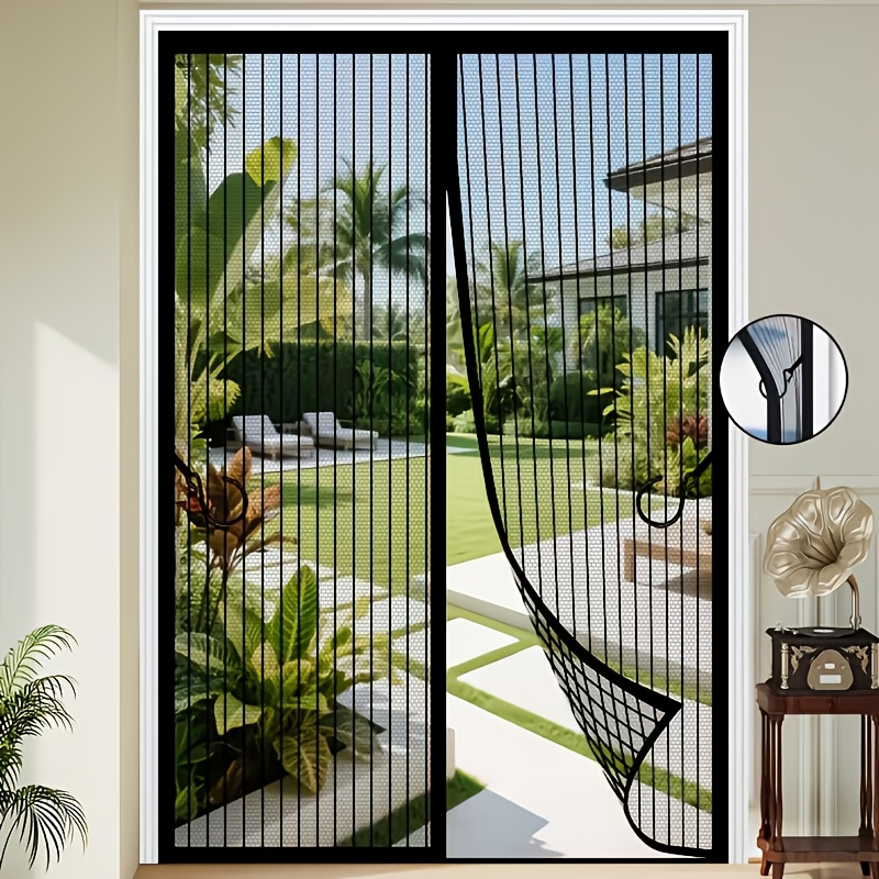 heavy duty magnetic mesh screen door with self sealing panels no drill installation suitable for bugs proof tear resistant tearproof screen magnetic closure for sliding doors   assembly