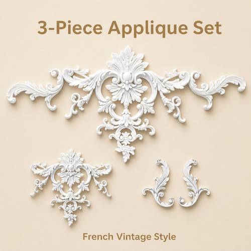 1 set of french style ornate floral pu wall decorative flowers paintable and assemblable carved ornaments suitable for feature wall wainscoting living room and bedroom