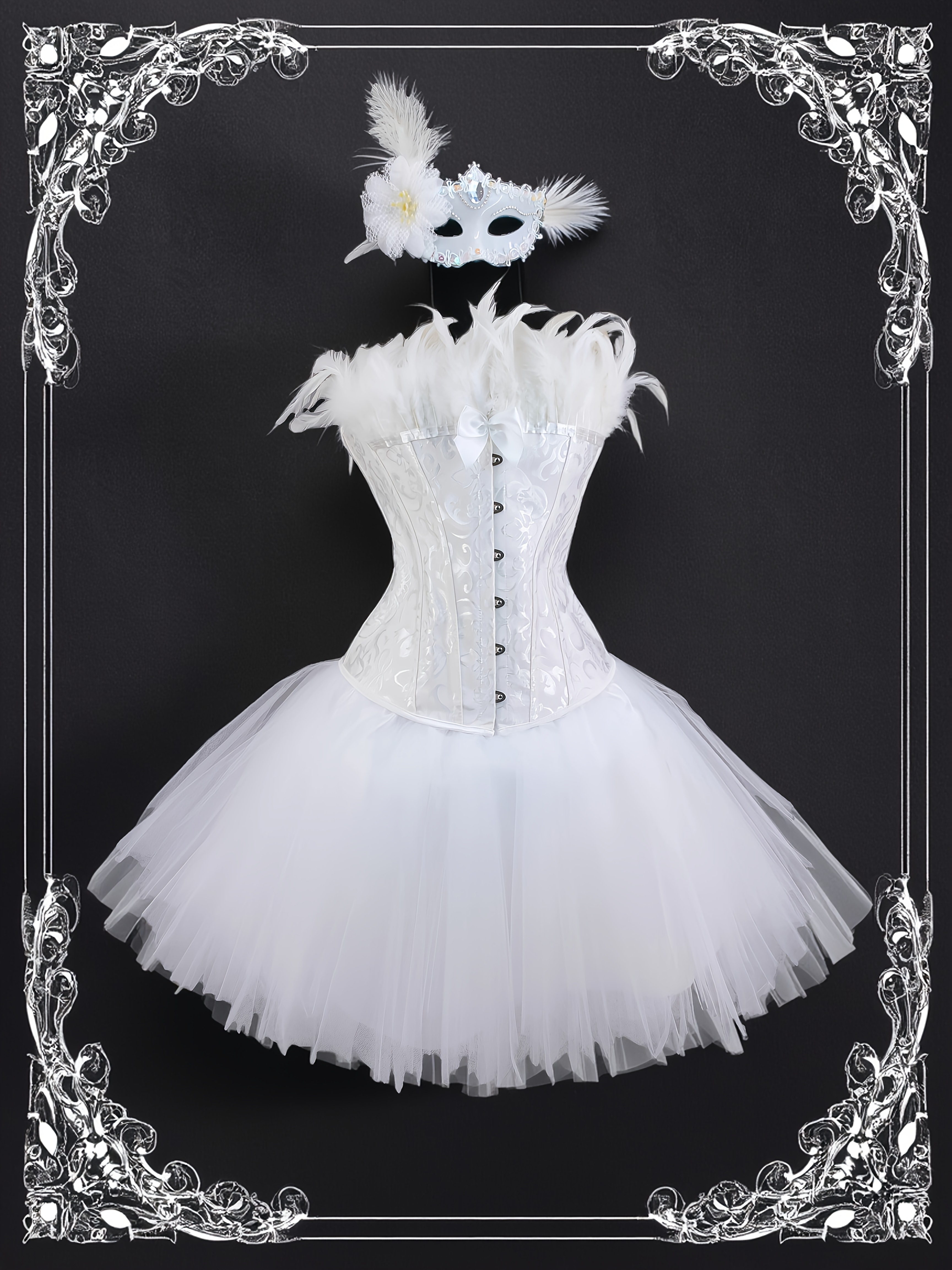 gothic style jacquard corsets tutu skirt mask set halloween Temu