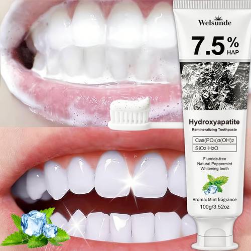 7 5 hydroxyapatite remineralizing toothpaste fluoride free 24h natural extract for enamel gum cleaning gentle formula travel size 100g 3 52oz daily oral care gift for men women