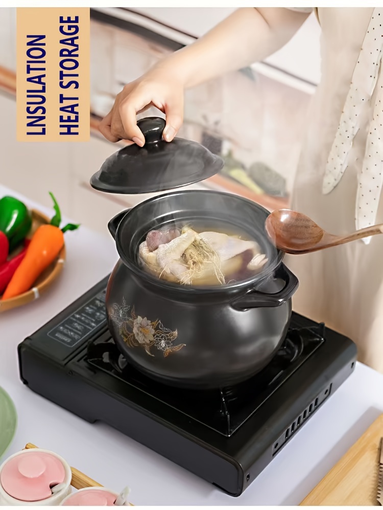 1pc high quality ceramic stew pot heat resistant suitable for gas stoves ideal for   porridges and soups   non   to clean   details 11