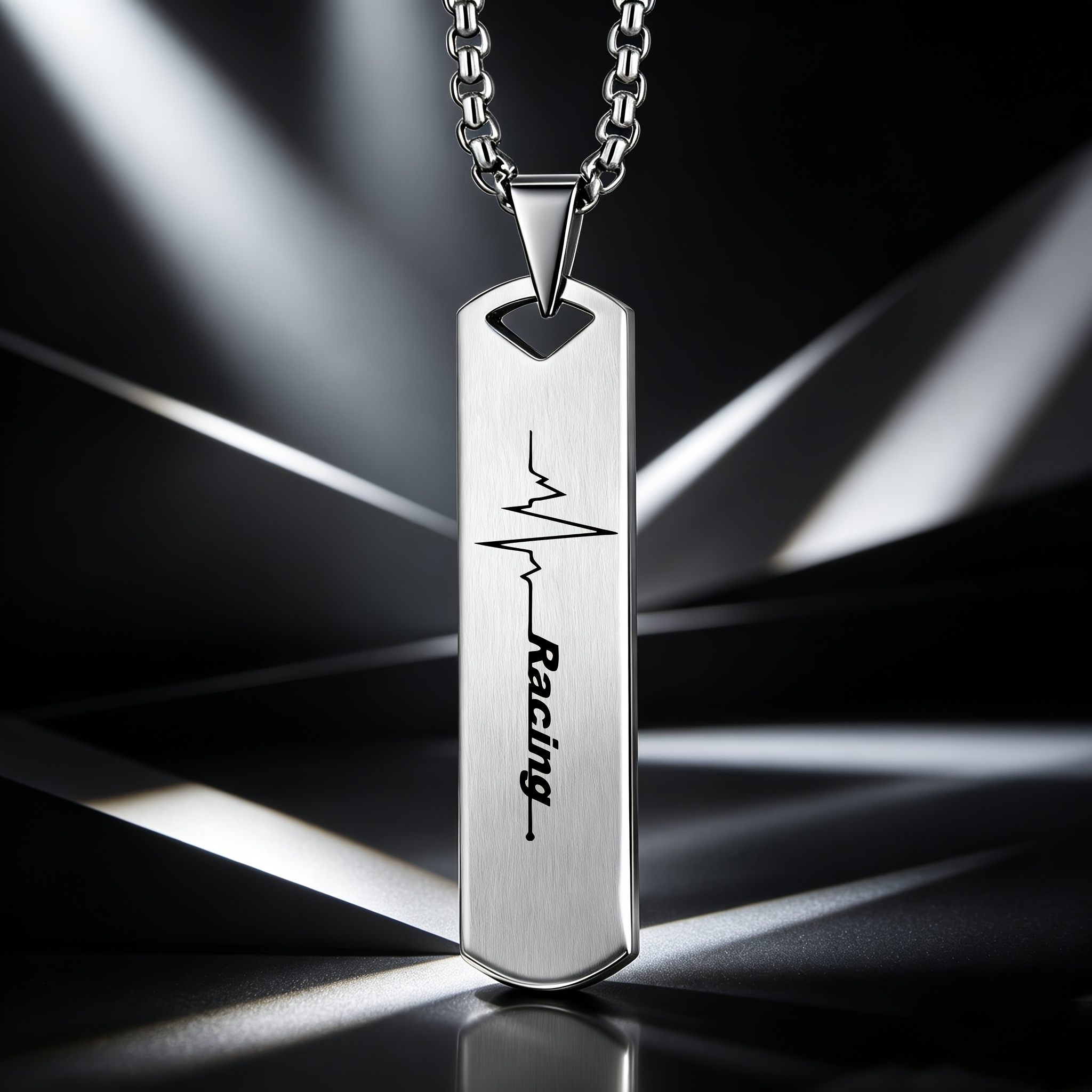 Fun Racing Heartbeat Themed Pendant Necklace
