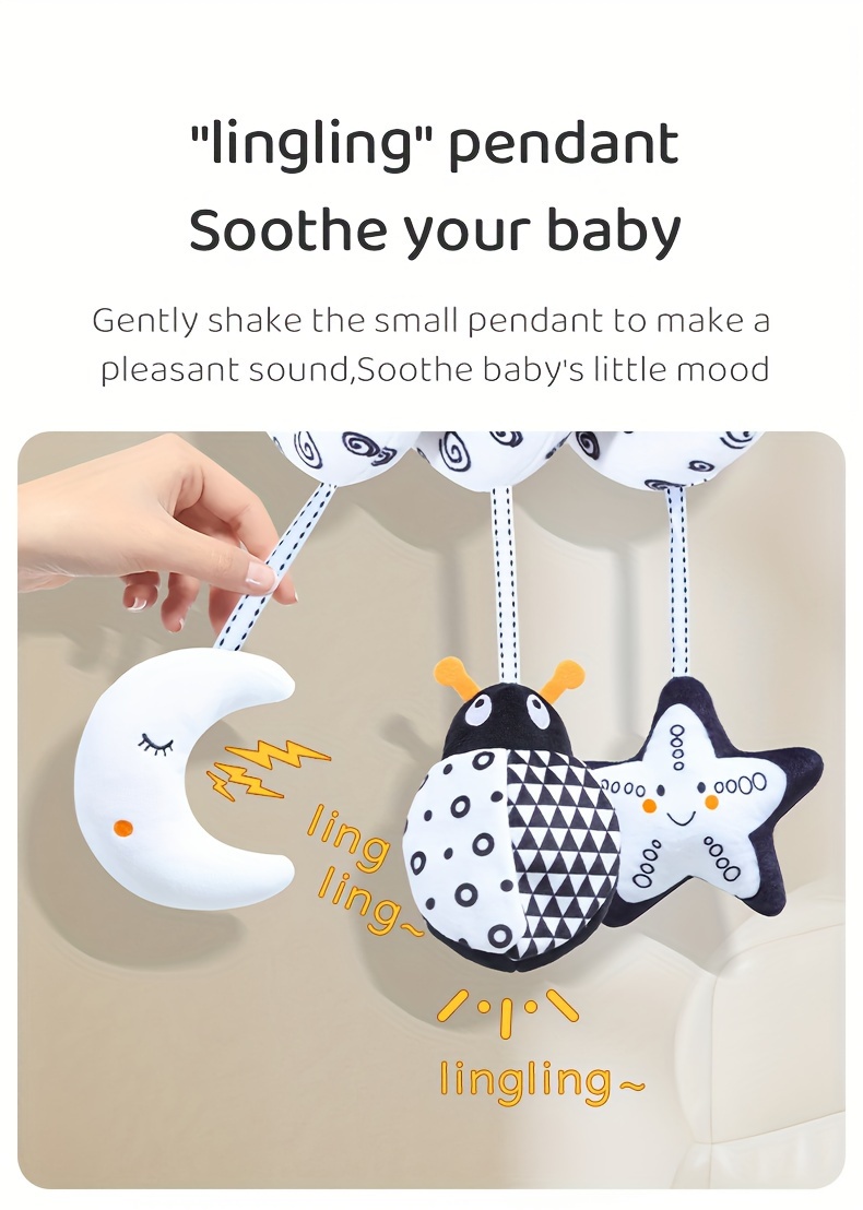 baby decoration black and white hanging toys stroller spiral plush toys for car seats baby travel toys bee owl     details 5