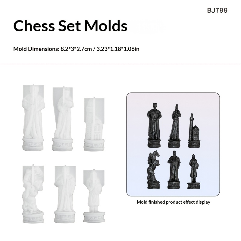 TEMU Molde de silicona de resina para ajedrez epoxi, molde de ajedrez 3D de estilo europeo, molde de silicona para piezas de ajedrez 3D hechas a para