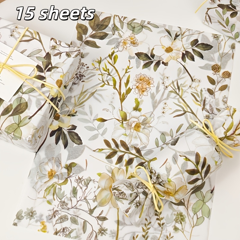 TEMU Carta da regalo con motivo di fiori di gelsomino , 20 x 14 pollici, adatta per matrimoni, regali , confezioni regalo di compleanno, confezioni
