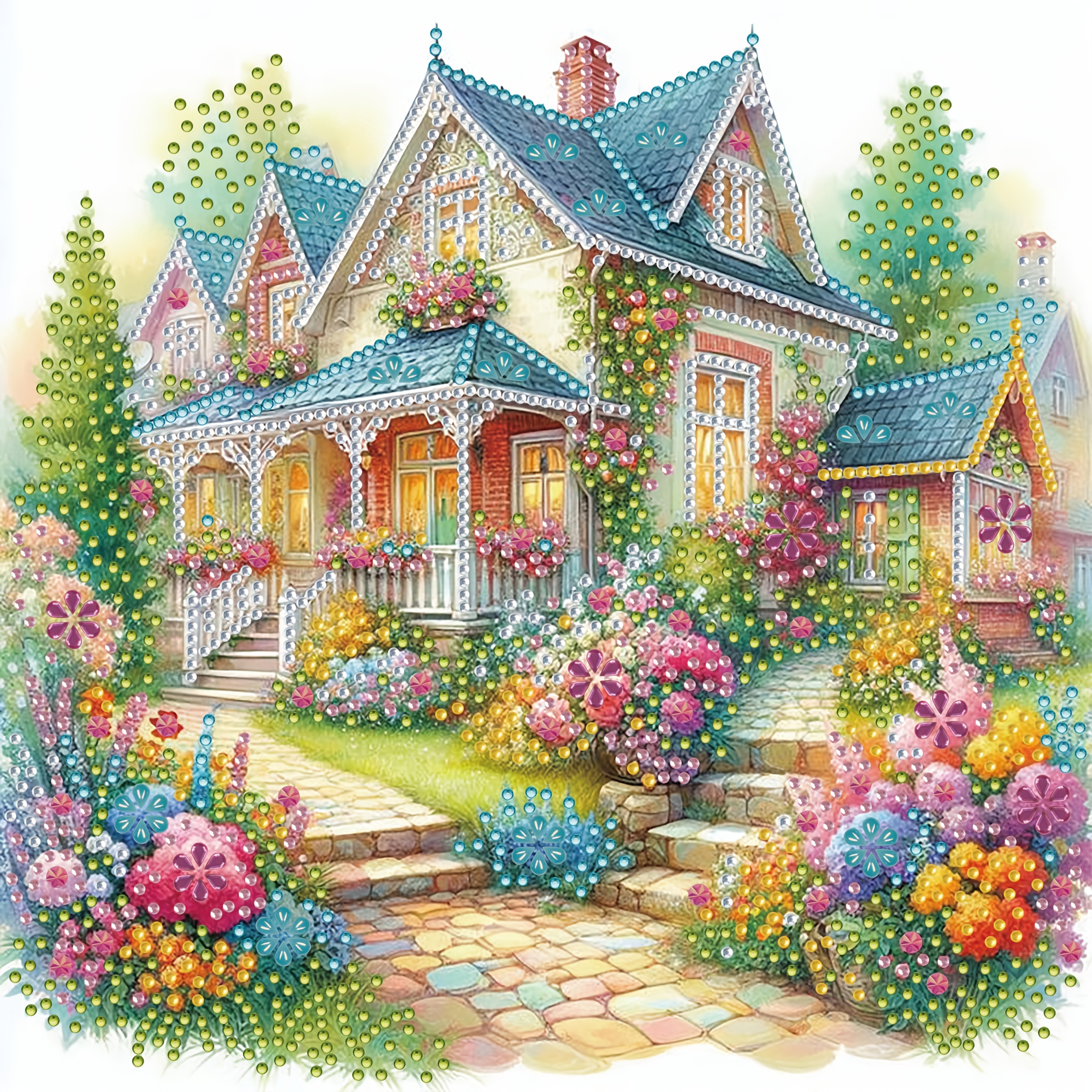 

Diy Landscape House Kit - 11.8" X 11.8" Canvas, Irregular Diamonds, Home Decor & Handmade Gifts