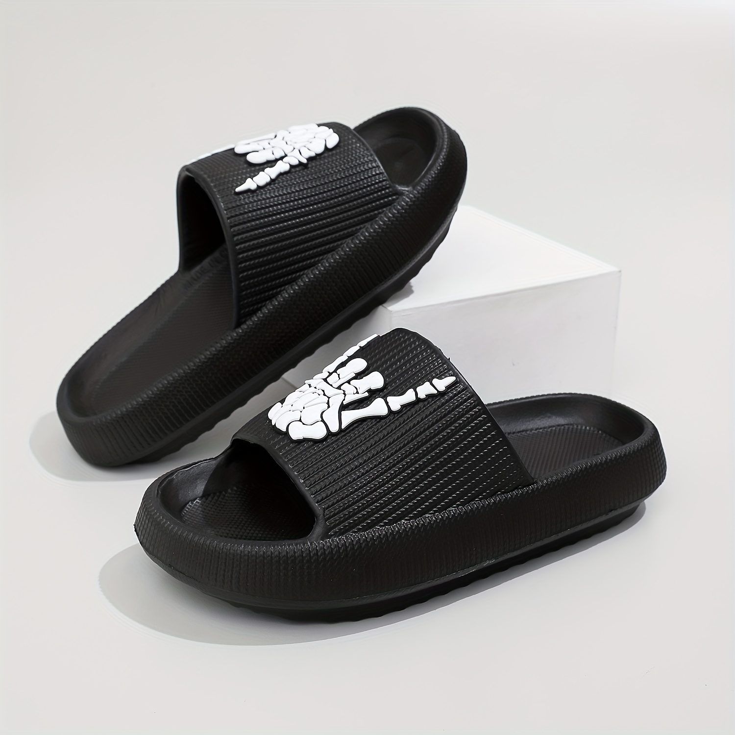 Skeleton Finger Slippers Eva High Heel Thick Sole Men's Slippers Unique Halloween Indoor/outdoor Sandals