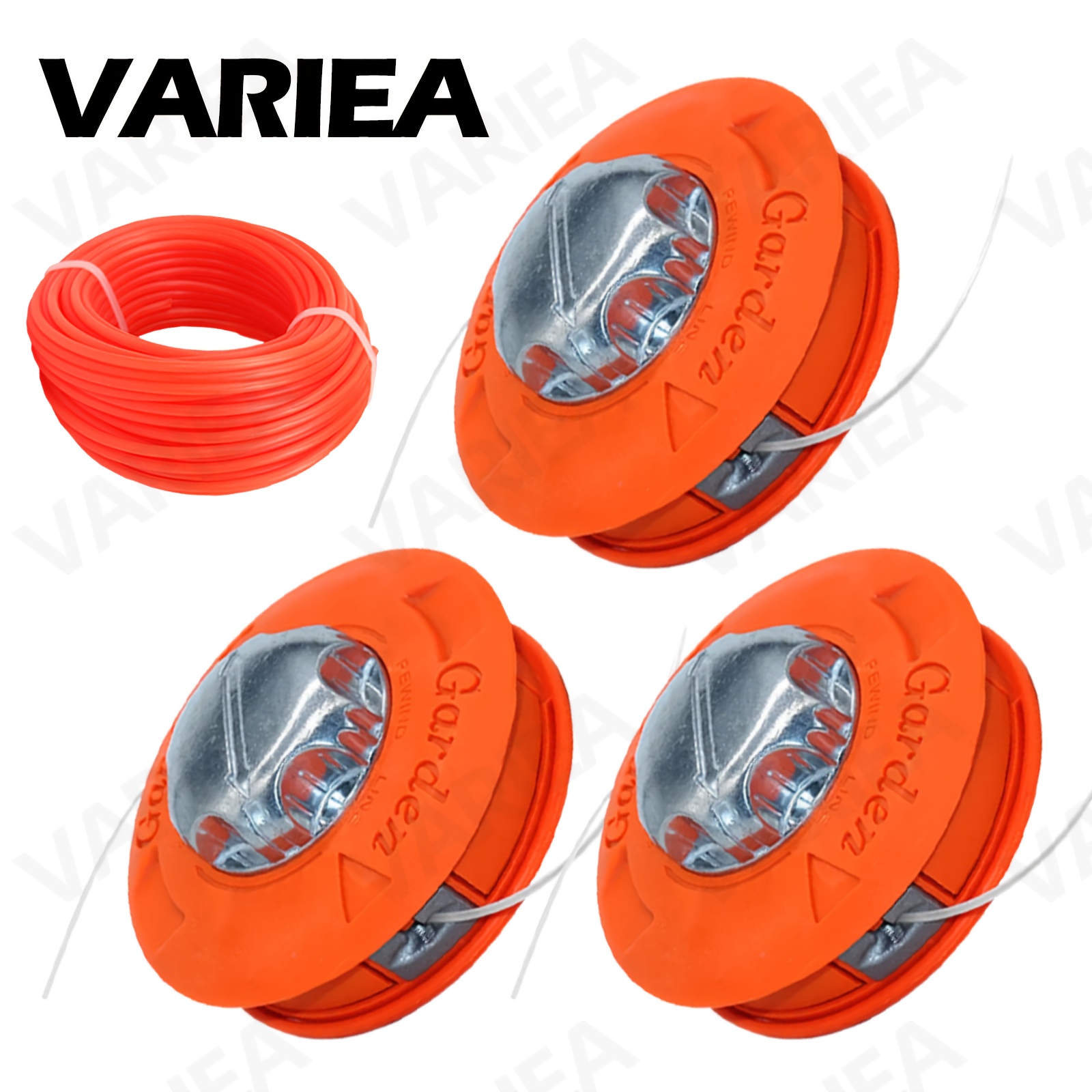Variea-3pcs, Universal Aluminum Head With 15m Trimmer Line, M10x1.25 - Durable String Trimmer Replacement Head Compatible With Craft Power Tools, , Durable And Long-lasting