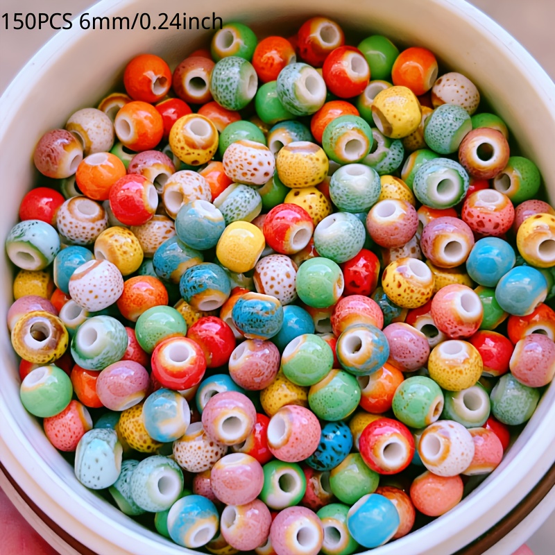 Image of 150pcs Ceramic Beads Jewelry Handmade Bohemian Oriental Style Decorative Beads Perfect For Necklace Earring Design Christmas Halloween Party Gift Materials