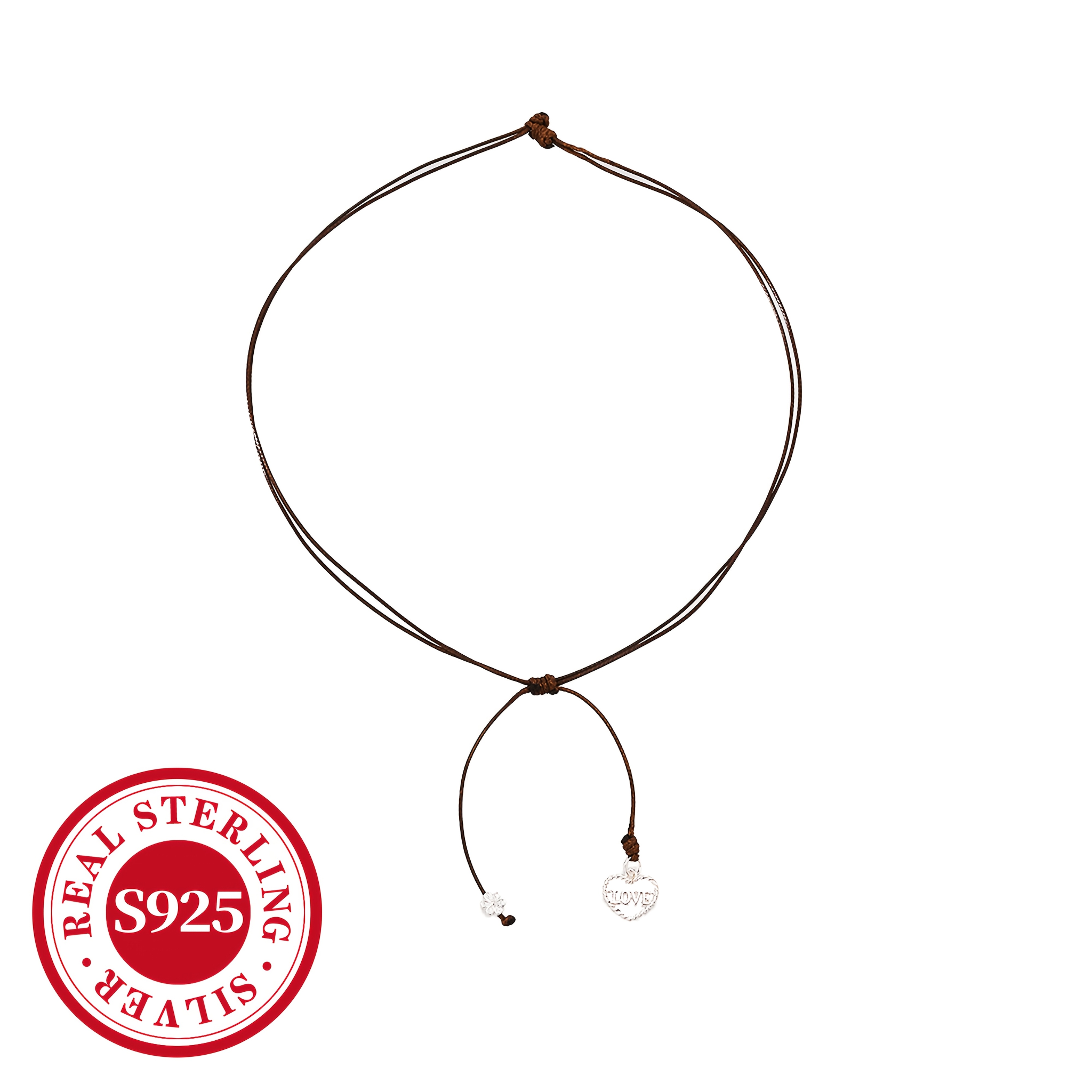 Unisex 925 Sterling Silver LOVE Braided Necklace — Versatile Gift