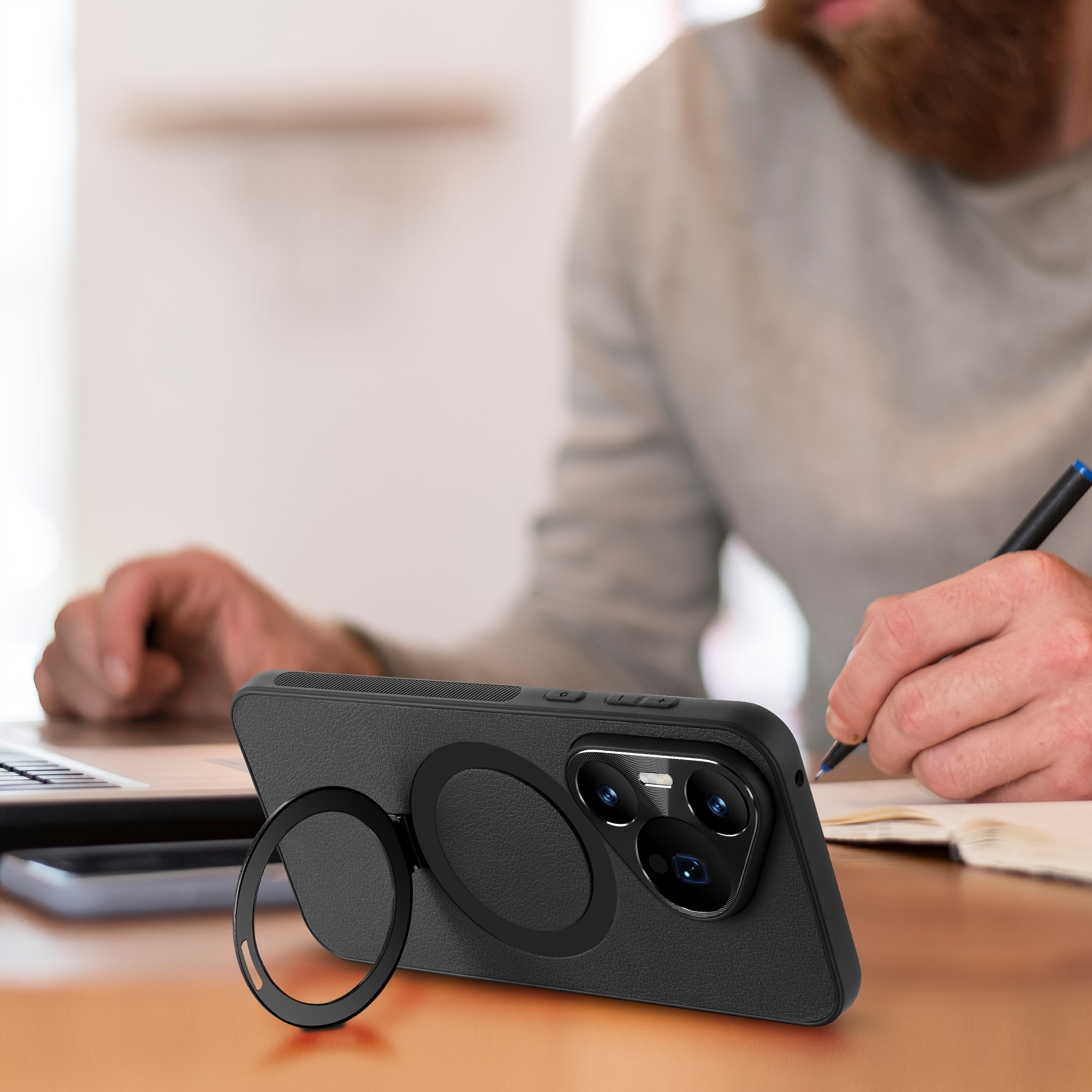 1 étui en cuir pour Huawei P70/P70Pro, protection complète avec support, support magnétique puissant, chargement sans fil, cadeaux pour amis, anniversaire_voghion.com