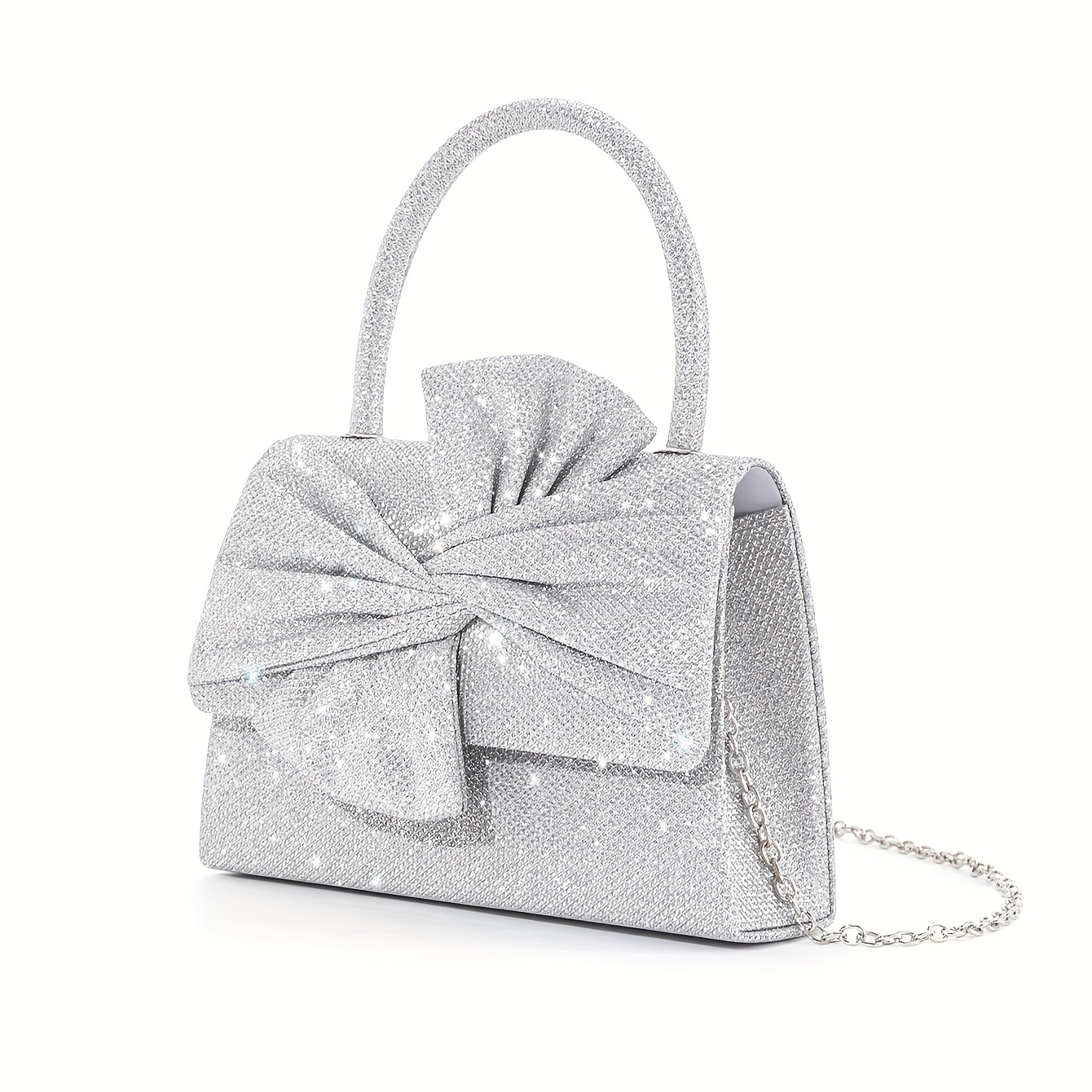 Image of New Sparkling Silvery/black/ Tote Bag, Featuring Multi-functional Ways Of Carrying: Shoulder, Cross-body, And Hand-held. Suitable For Formal Occasions, Parties, Weddings, And Daily Use