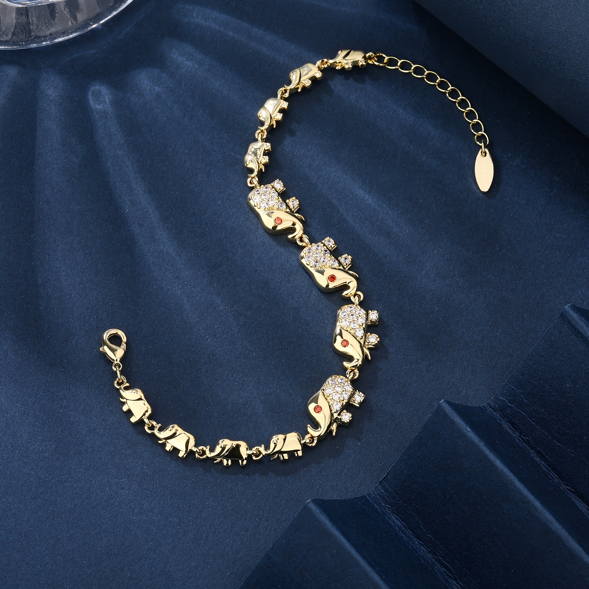 Image of 1 Copper Plated Golden Ethnic Tribe Style Elephant Women's Fashion Bracelet, With 5cm Extended Tail Chain Adjustable Size Bracelet [golden]