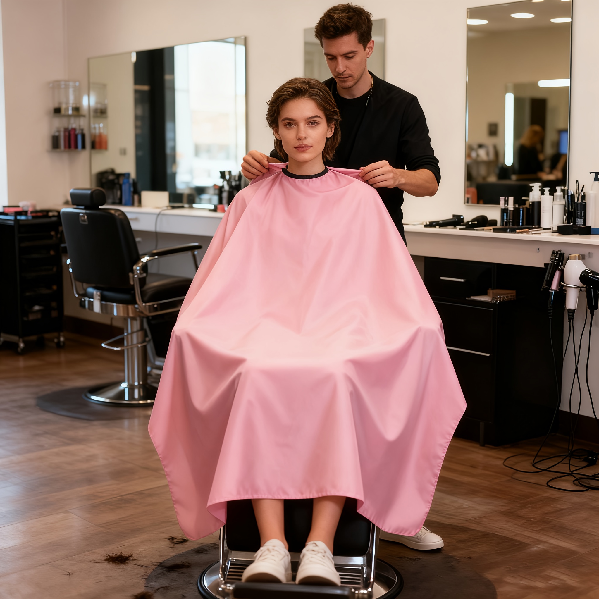 TEMU Professional Hair Cape And Apron, Adjustable Salon-grade Hair Cape, Durable Fabric, Precise Haircut And Styling, , Suitable For Home And Salon