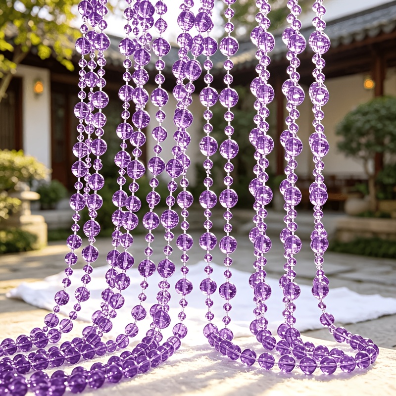 TEMU 8pcs (8m Length) Blue Bead Garland With Hanging Rope - Plastic Beads Suitable For Wedding, Birthday, Christmas Decorations - Suitable For Home,