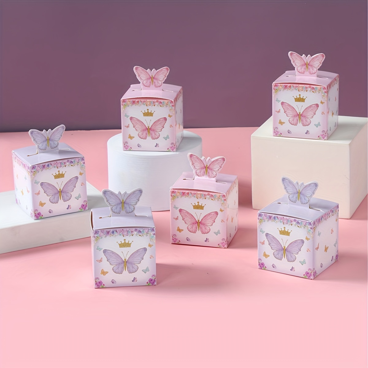 

24 boîtes à bonbons papillon - Boîtes cadeaux en pour mariage, douche nuptiale, anniversaire, du sexe - Étuis d'emballage de décoratifs avec motif papillon pour les spéciales