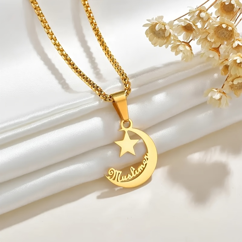 Personalized Moon and Stars Name Necklace, Customizable