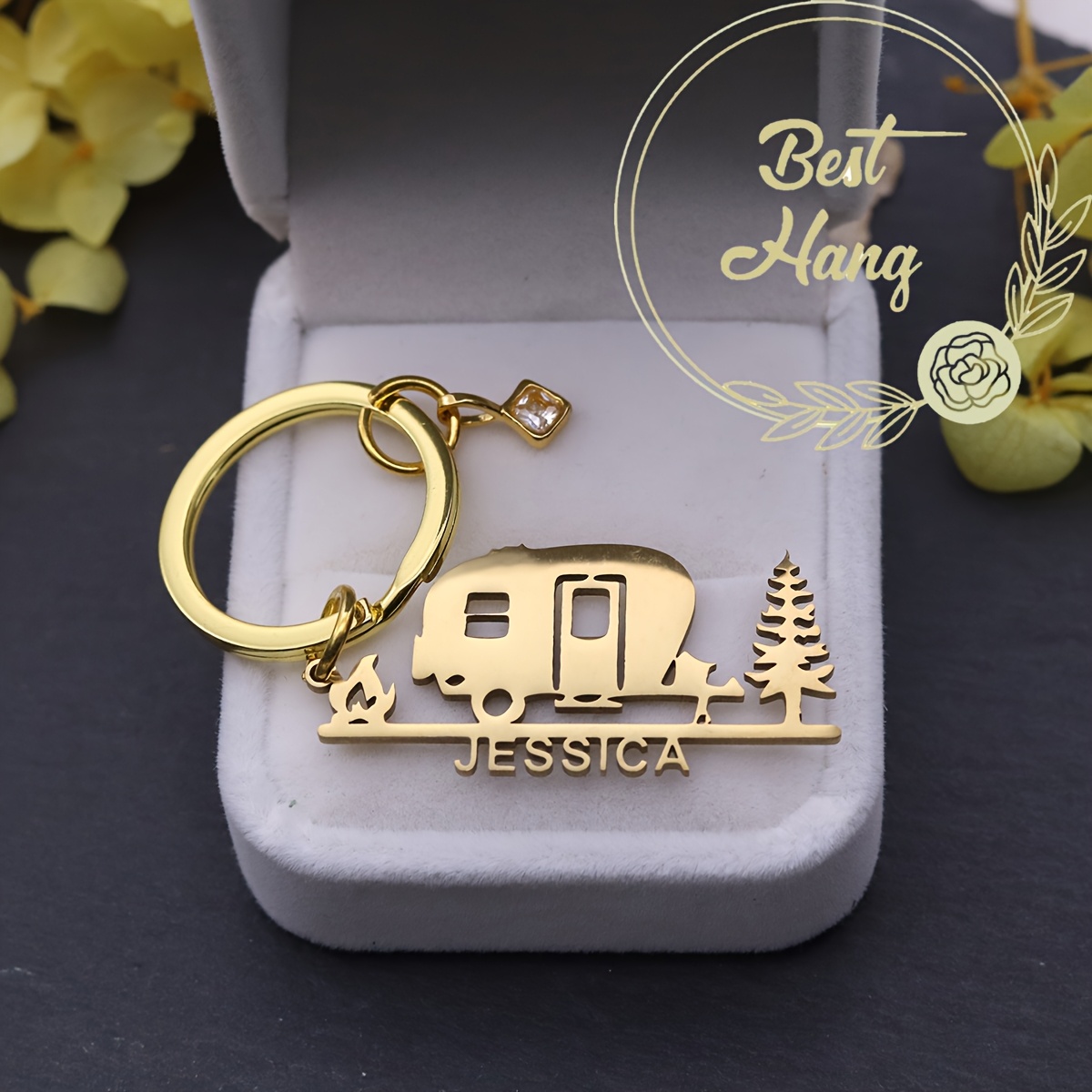 TEMU 1pc Customized Motorhome Nameplate Keychain Birthday Christmas Gift, Custom Name Car Key Chain, Stainless Steel Carving Letters Personalized