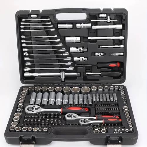 1set heavy duty socket wrench set featuring 1 quick release ratchets screwdriver bits and extension bars this professional mechanic toolkit from durable materials a storage box