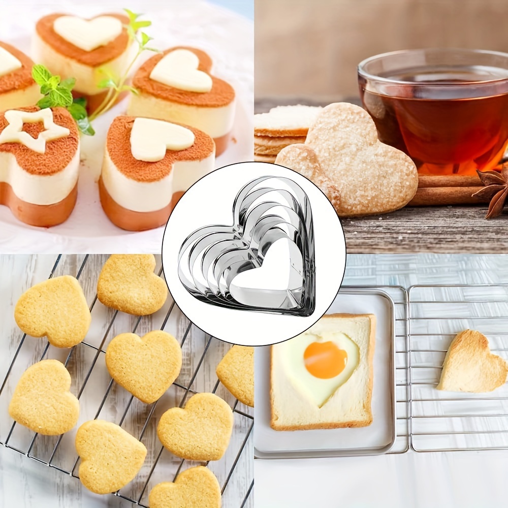 20pcs stainless steel cookie mold stainless steel baking mold five pointed star heart flower circle tiramisu cake mousse ring kitchen baking diy kitchen baking mold Product details 8