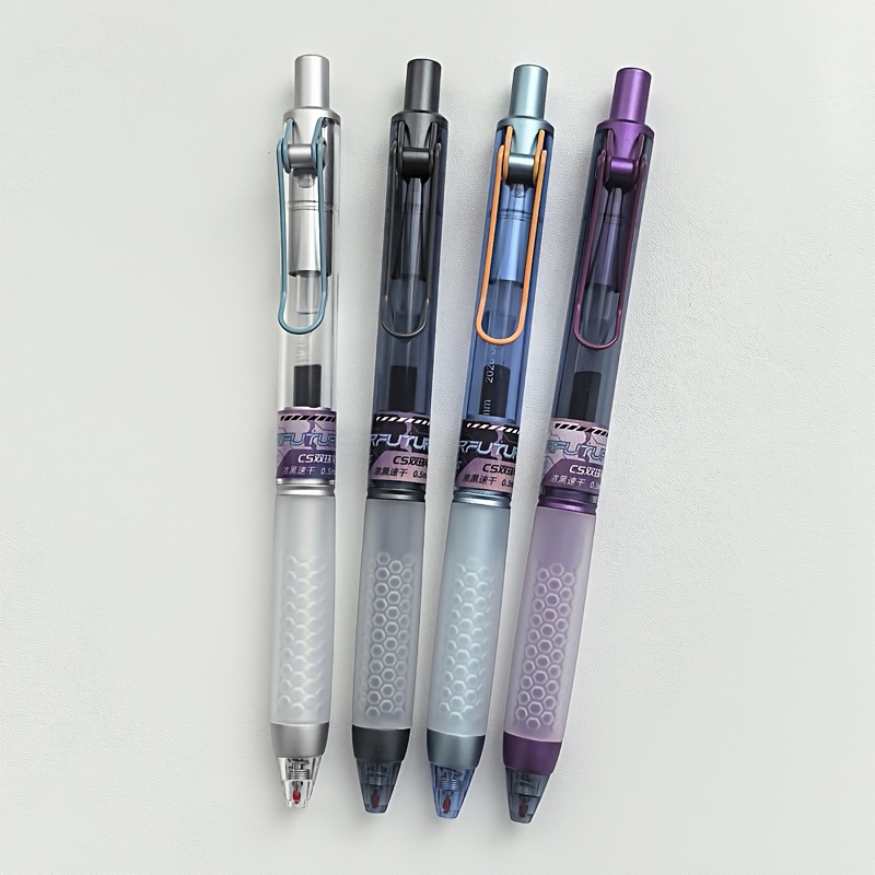 TEMU 4pcs Cyber Future Pen 0.5mm Quick Pen With Grip Supplies