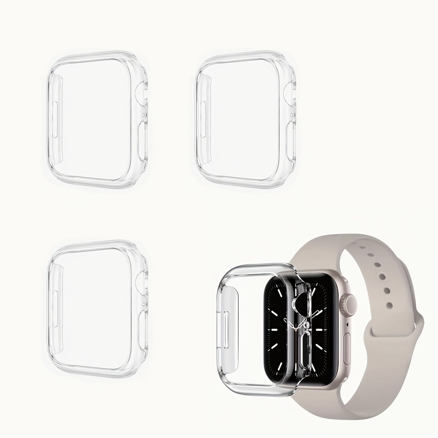 TEMU 3 piezas de carcasa hueca para reloj, compatible con Apple Watch 46/45/44/42/41/40/49 mm, fundas protectoras, hueca y sin vidrio, material de PC