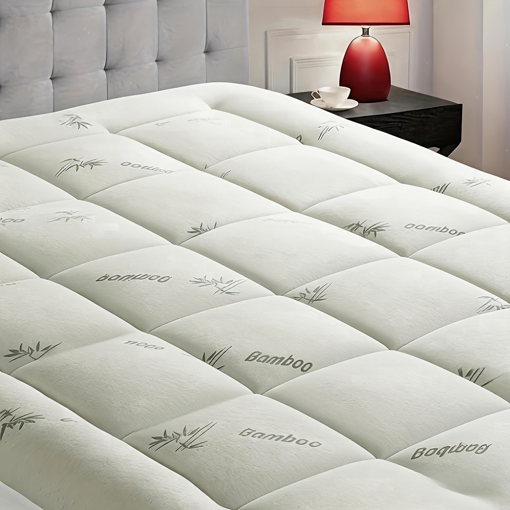 TEMU Surmatelas Rafraîchissant, Surmatelas à Coussinets en Dérivée du Bambou pour Personnes Chaud au Lit, Protège-Matelas avec Poche Profonde de 8-21