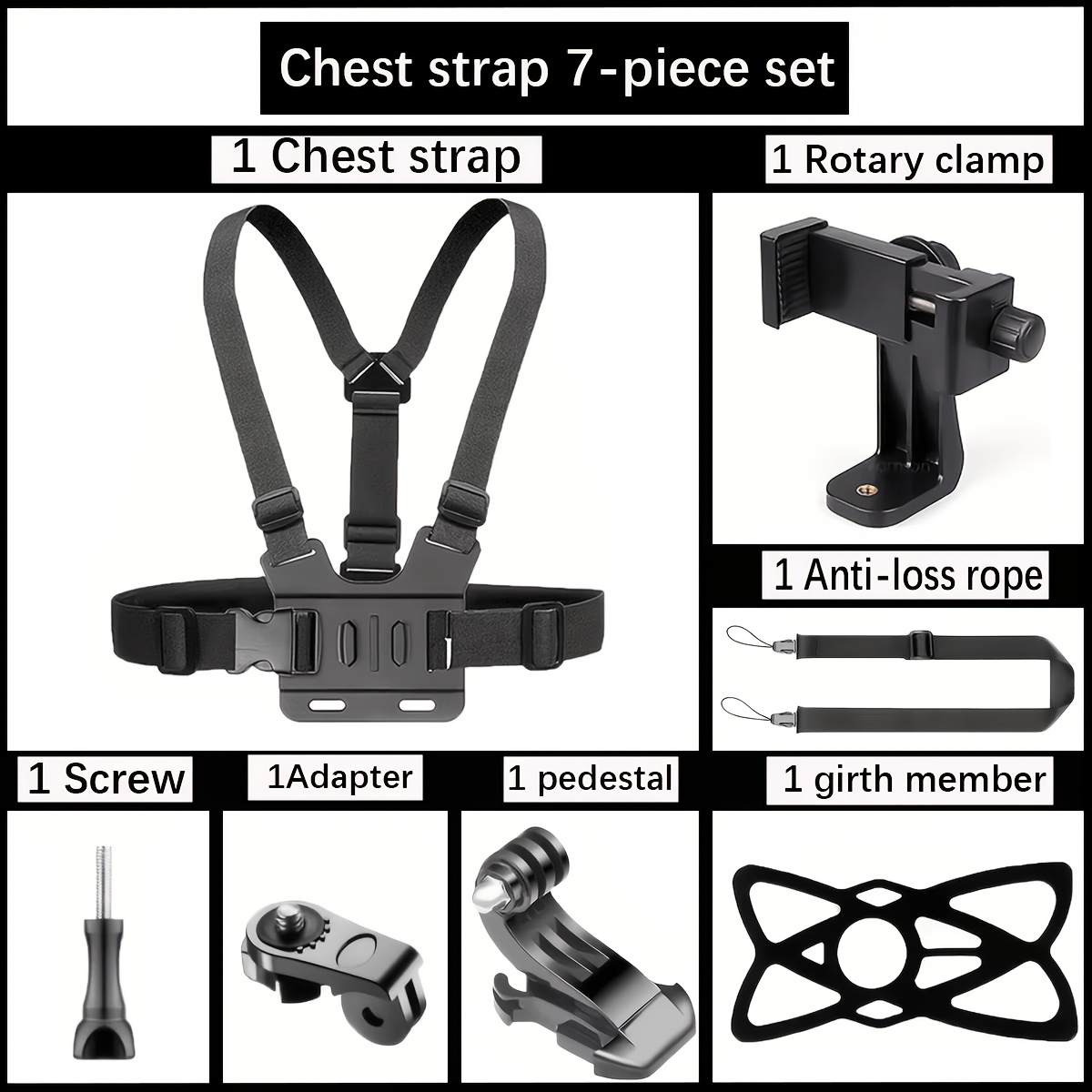 TEMU Adjustable Headband And Chest Band Shooting Stand For Mobile Phones Cameras Compatible With Dji And More