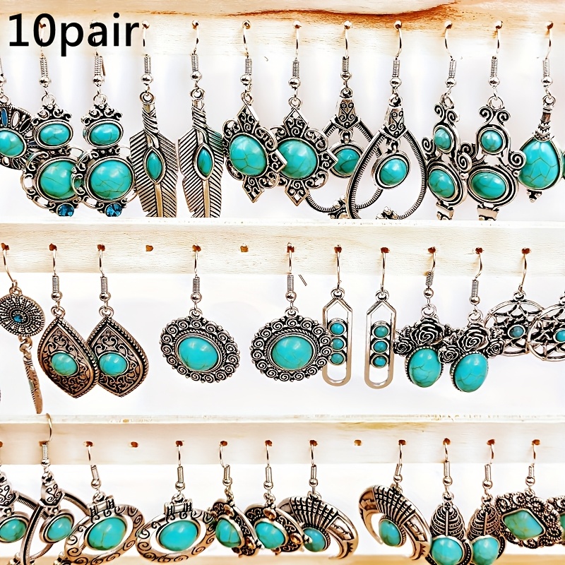 Image of Wholesale 5/ 10 Pairs/ Bag Women's Jewelry Set Fashion Vintage Bohemian Women Drop Earrings Mixed Elegant Dangle Hook Earrings Mixed Leaf Diverse Suitable For Party Gift Charm Drop Women Earring Set